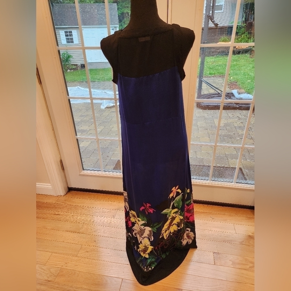 DKNY Blue Floral Print Sleeveless High/Low Hem A-Line Dress Size Small - Picture 2 of 13
